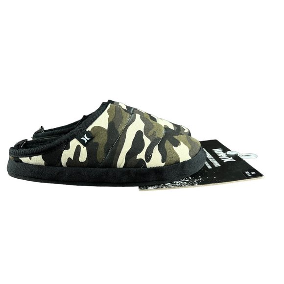 Hurley Duke Comfort Memory Foam Green Black Camo Slip On Slipper Men's Size M - Picture 4 of 8
